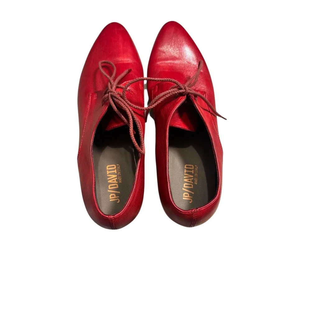 JP David Red Leather Wingtip Oxford Shoes Made in‎ Italy androgynous